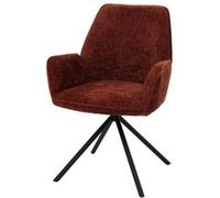 Chaise de salle à manger HWC-G67, chaise de cuisine avec accoudoirs, pivotante, position automatique, chenille Oeko-Tex MVG rouge
