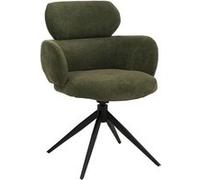 Chaise de salle à manger HWC-O77, chaise de cuisine rembourrée, pivotante avec retour automatique, tissu (310 g/m²) chenille Öko-Tex vert olive