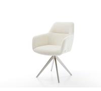 Chaise-de-salle-à-manger Pejo-Flex bou lanc pied croisé angulaire acier inoxydable brossé ressorts ensachés