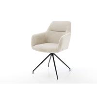Chaise-de-salle-à-manger Pejo-Flex côtelé beige vintage pied croisé conique noir ressorts ensachés