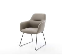 Chaise-de-salle-à-manger Pejo-Flex cuir de vache couleur boue pied trapèze noir ressorts ensachés