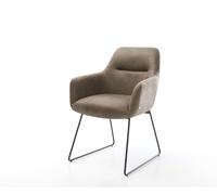 Chaise-de-salle-à-manger Pejo-Flex microvelours taupe vintage pied trapèze noir ressorts ensachés