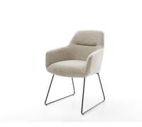 Chaise-de-salle-à-manger Pejo-Flex tissu tissé doux beige pied trapèze noir resorts ensachés