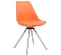 Chaise de salle à manger pivotante Troyes Similicuir pieds en forme ronde , Orange/Blanc Piètement Blanc G