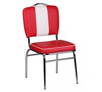 Chaise de salle à manger rembourrée América - FINEBUY - Rouge - Métal / Cuir synthétique