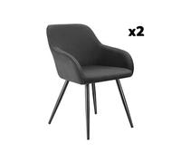 Chaise de salle à manger rembourrée en velours côtelé Lot de 2 anthracite-noir