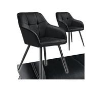 Chaise de salle à manger rembourrée et en velours matelassé Lot de 2 noir/noir