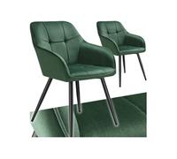 Chaise de salle à manger rembourrée et en velours matelassé Lot de 2 vert foncé/noir
