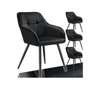 tectake® Lot de 4 Chaises de Salle à Manger rembourrées Modernes Chaise Velours satiné Fauteuil Salon Chaise Scandinave Pieds en Acier Chaises pour Coiffeuse, Chambre, Coiffeuse, Salon, Dressing