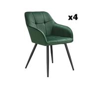 tectake® Lot de 4 Chaises de Salle à Manger rembourrées Modernes Chaise Velours satiné Fauteuil Salon Chaise Scandinave Pieds en Acier Chaises pour Coiffeuse, Chambre, Coiffeuse, Salon, Dressing