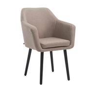 Chaise de salle à manger rétro Utrecht en tissu - CLP - Avec accoudoirs - Dossier taupe, noir
