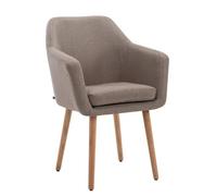 Chaise de salle à manger rétro Utrecht en tissu rembourrée avec accoudoirs et dossier taupe, nature - CLP