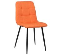 Chaise de Salle à Manger Tilde en Tissu ou Velours - CLP - Vintage - Orange - Piètement en métal noir