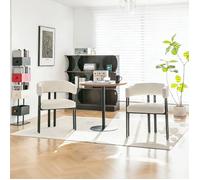 Chaise de salle à manger - Tonneau - Similicuir beige - Mousse à mémoire de forme - Piètement métal 136 kg
