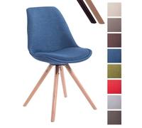 CLP Chaise De Salle A Manger Toulouse en Tissu I Chaise Design Scandinave Dossier Et Assise Rembourrés I Pieds en Bois Ronds, Couleur:Bleu, Couleur du Cadre:Natura