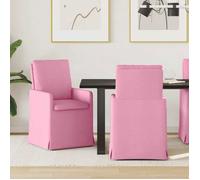 Chaise de salle à manger - VIDAXL - Lot de 2 - Rose - Tissu rembourré - Roulettes & accoudoirs