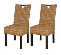 Chaise de salle à manger - VIDAXL - Lot de 2 - Rotin Kubu - Bois de manguier - Style Campagne