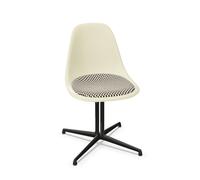 Chaise de Salle à Manger Vitra Eames DSL en Fibre de Verre avec Coussin D'assise, Coloris Parchemin/damier/lisse, Basique Foncé.