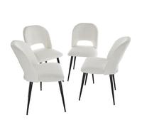 Chaise de Salle à Manger - VIVOLILV - Lot de 4 - Pieds en Métal et Assise en Tissu Rayé