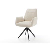 Chaise-de-salle-à-manger Zoa-Flex côtelé beige vintage pied croisé angulaire noir ressorts ensachés