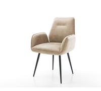 Chaise-de-salle-à-manger Zoa-Flex microvelours beige vintage 4 pieds coniques noir ressorts ensachés