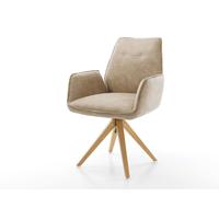Chaise-de-salle-à-manger Zoa-Flex microvelours beige vintage pied en bois angulaire naturel ressorts ensachés