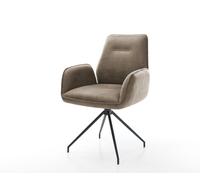 Chaise-de-salle-à-manger Zoa-Flex microvelours taupe vintage pied croisé conique noir ressorts ensachés
