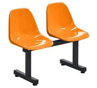 Chaise de salle d'attente 2 places avec dossier, banc en plastique durable pour stade, école, intérieur et extérieur, assise confortable pour les zones d'attente, construction 1 pièce