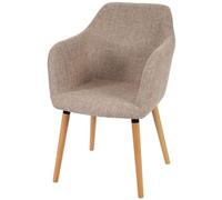 Chaise de séjour / salle à manger Malmö T381 / style rétro des années 50 tissu, crème / gris