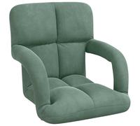 Chaise de sol en velours vert mer avec dossier réglable à 90 à 180 degrés, pliable, rembourrée, avec accoudoir, 58 x 62 x 58 cm, peu encombrant, ergonomique, pour salon, yoga, bureau, lecture, jeu