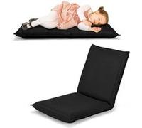 Chaise de Sol GIANTEX Pliable Noir, 44x54,5x53,5 CM Tatami Inclinable en 6 Position Idéal pour Chambre, Salon, Bureau G