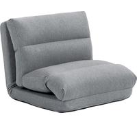 Chaise de sol pliable, aspect lin gris, dossier réglable en 6 positions, fauteuil de sol convertible en lit, 70 x 41 x 56 cm, chaise de méditation rembourrée
