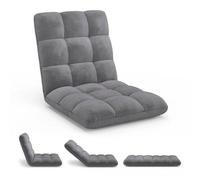 Chaise de sol pliante GARANCE 15 positions en velours gris anthracite