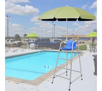 Chaise de surveillance robuste pour piscines et parcs aquatiques, poste d'observation durable et résistant aux intempéries avec trou pour parasol et échelle, idéal pour les opérations de séc