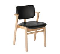 Chaise de Table à Manger Domus Bouleau M. Siège et Dossier Rembourrés en Cuir Noir