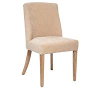 Chaise de Table Assise Beige Lin et Pieds en Bois d' Hévéa - Atmosphera