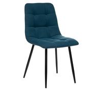 Chaise tissu Sirac bleu canard pieds métal
