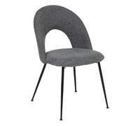 Atmosphera Chaise Raven - Tissu gris chiné, pied métal noir H 81 cm