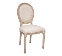 Chaise de Table Beige Lin et Pieds en Bois d'Hévéa - Atmosphera