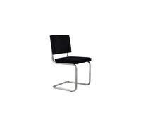 Chaise de table en tissu noir, sans accoudoirs, tissu côtelé, structure chromée, assise mousse dense - Zuiver, Ridge Rib - 48x50x85 cm