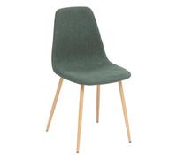 Chaise de Table en Tissu Vert cèdre et Pieds en métal Effet Bois - Atmosphera