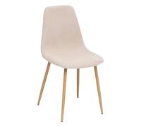 Atmosphera – Chaise Roka Scandinave en velours côtelé, pieds effet bois – Beige L45×P51×H87 cm