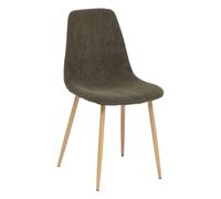 Atmosphera - Chaise en Velours Côtelé Vert Kaki, H 87 cm, Pieds Métal Effet Bois - pour Salle à Manger, Salon, Bureau