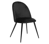 Atmosphera Créateur d'Intérieur - Chaise Slano Velours Noir - Pieds en Acier Noir - Confortable Coussin Intégré - Salon, Cuisine, Bureau