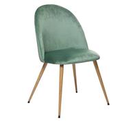 Chaise de Table en Velours Vert céladon et Pieds en métal - Atmosphera