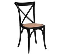 Chaise de Table Style Bistrot en Bois Noir et Rotin tressé - Atmosphera