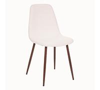 Atmosphera - Chaise - Bouclette - Pieds Imitation Noyer - Blanc