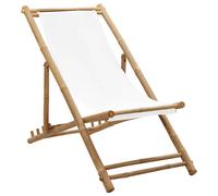 Chaise de Terrasse Bambou et Toile Bleu Marine Plage Jardin Camping vidaXL