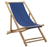 Chaise de Terrasse Bambou et Toile Bleu Marine Plage Jardin Camping vidaXL
