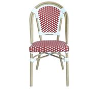 Chaise de terrasse bistrot parisien en aluminium et rotin rouge Belleville - Oviala
